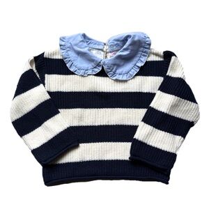 Zara Navy and White Striped Kids Sweater